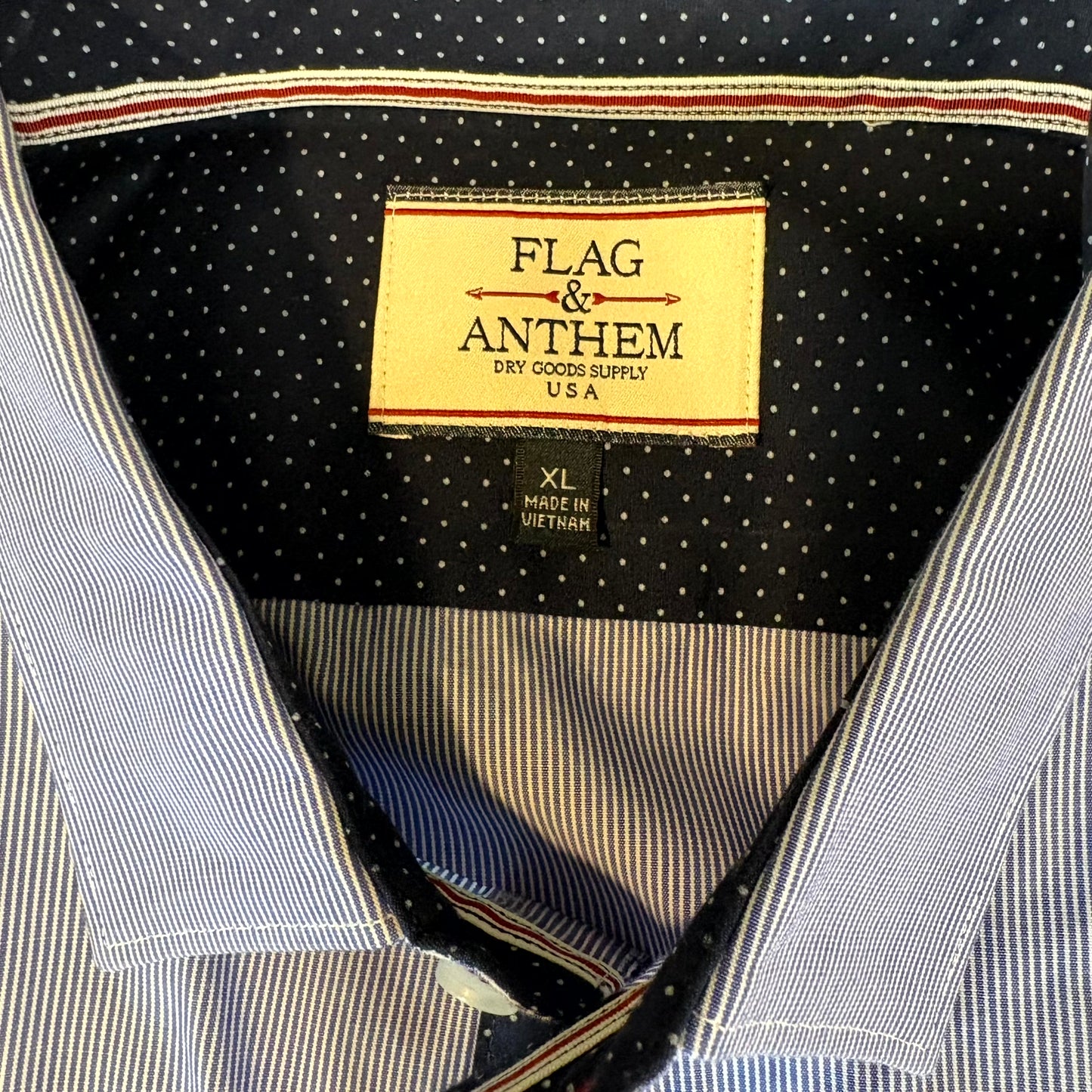 Flag & Anthem Men's Button Down Shirt Blue Stripe XL Long Sleeve Casual USA