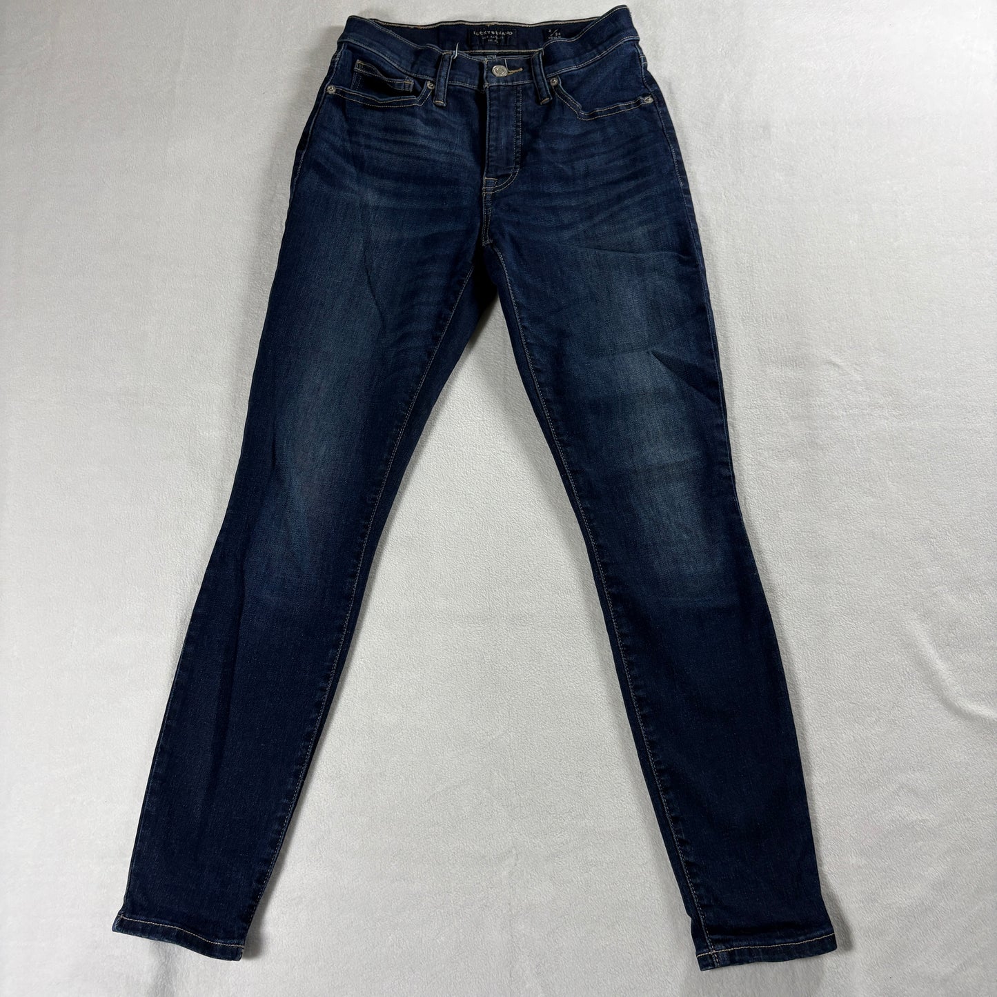 Lucky Brand Ava Mid Rise Skinny Jeans Dark Wash 26R Stretch Y2K Retro