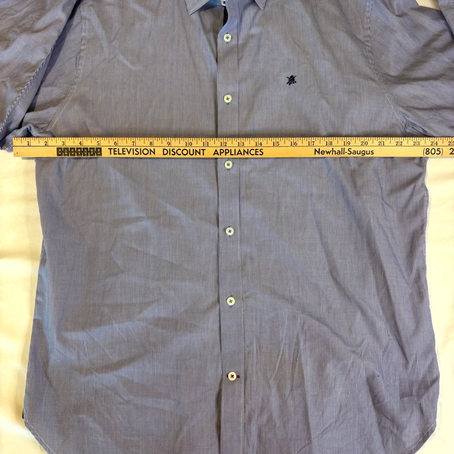 Flag & Anthem Men's Button Down Shirt Blue Stripe XL Long Sleeve Casual USA