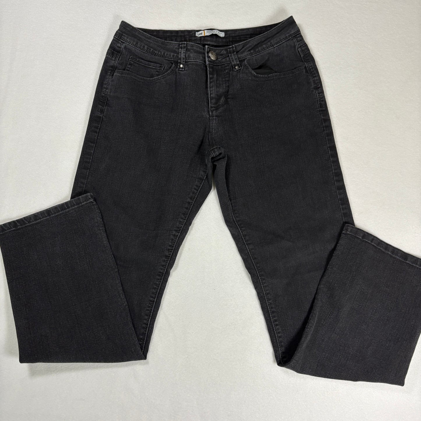 Lee Womens Black Jeans Size 8 Short Perfect Fit Bootcut Stretch Denim