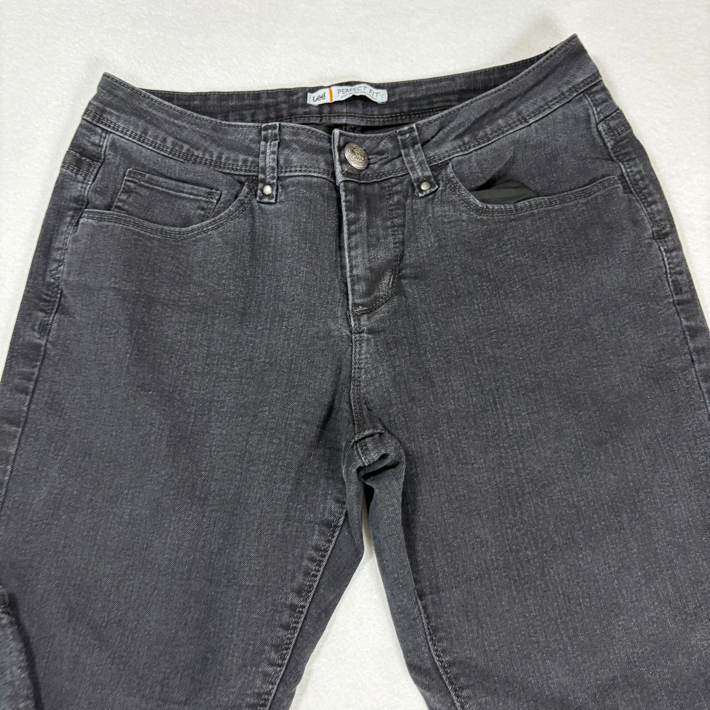 Lee Womens Black Jeans Size 8 Short Perfect Fit Bootcut Stretch Denim