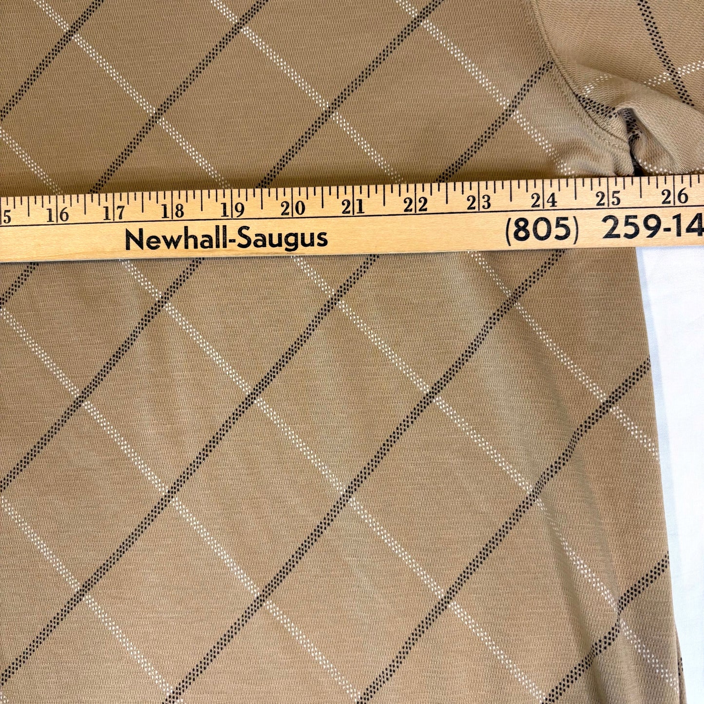 St John’s Bay Men’s Polo Shirt 2XLT Tan Diamond Pattern Quick-Dri Pima Cotton