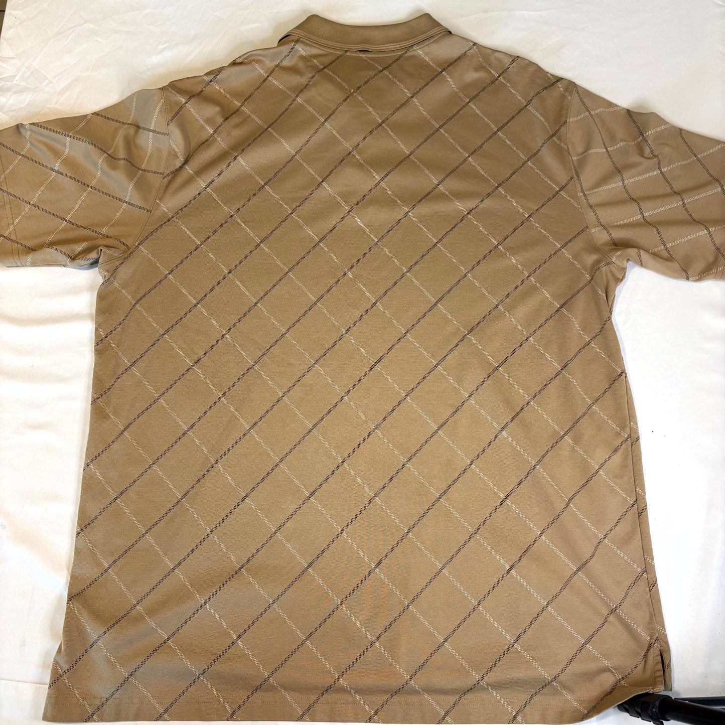 St John’s Bay Men’s Polo Shirt 2XLT Tan Diamond Pattern Quick-Dri Pima Cotton