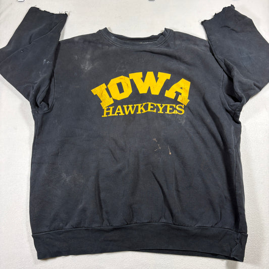 Russell Athletic 2X Iowa Hawkeyes Sweatshirt Black Distressed Vintage Grunge