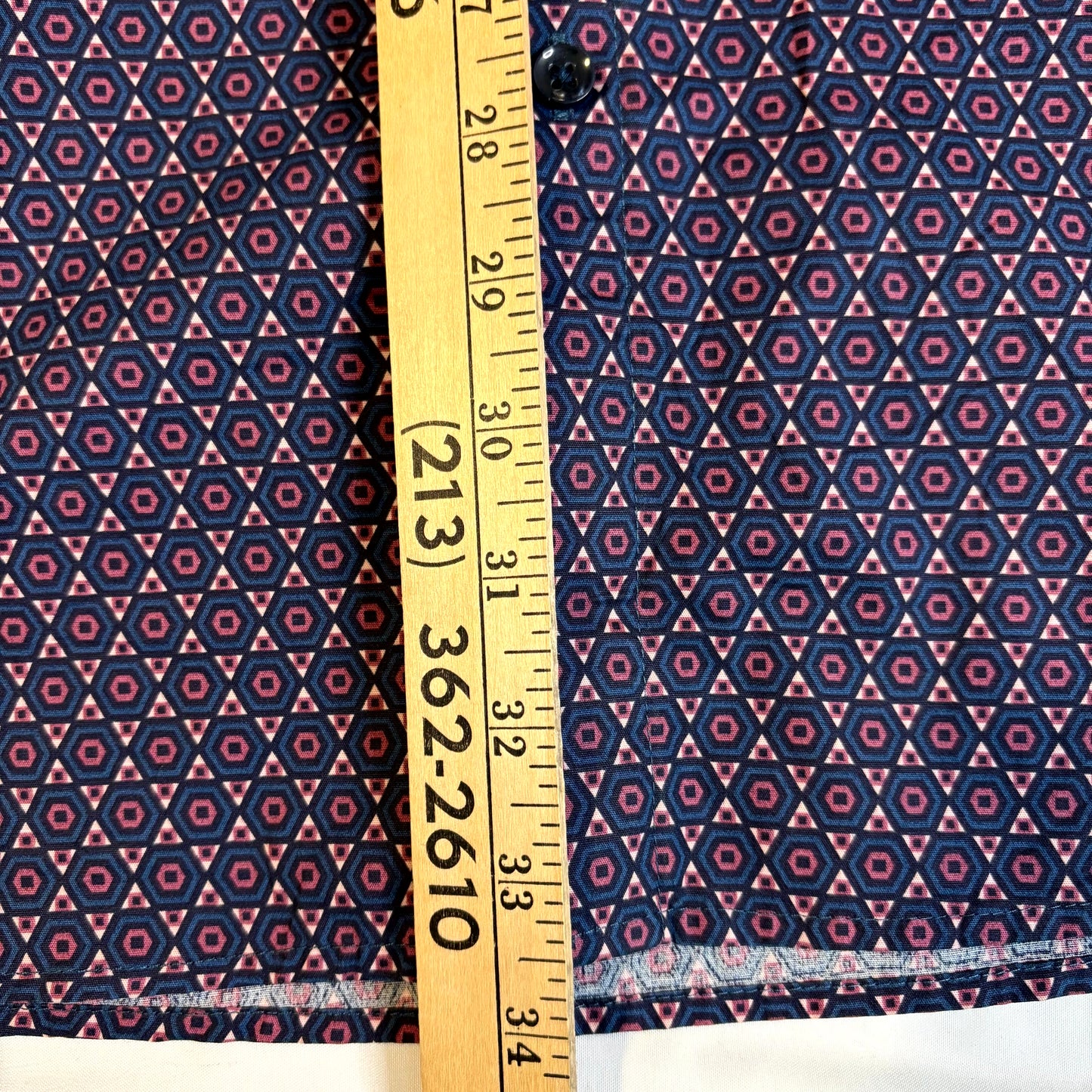 Johnny Bigg Men's Dress Shirt Geometric Pattern Blue Pink Long Sleeve Size 4XL