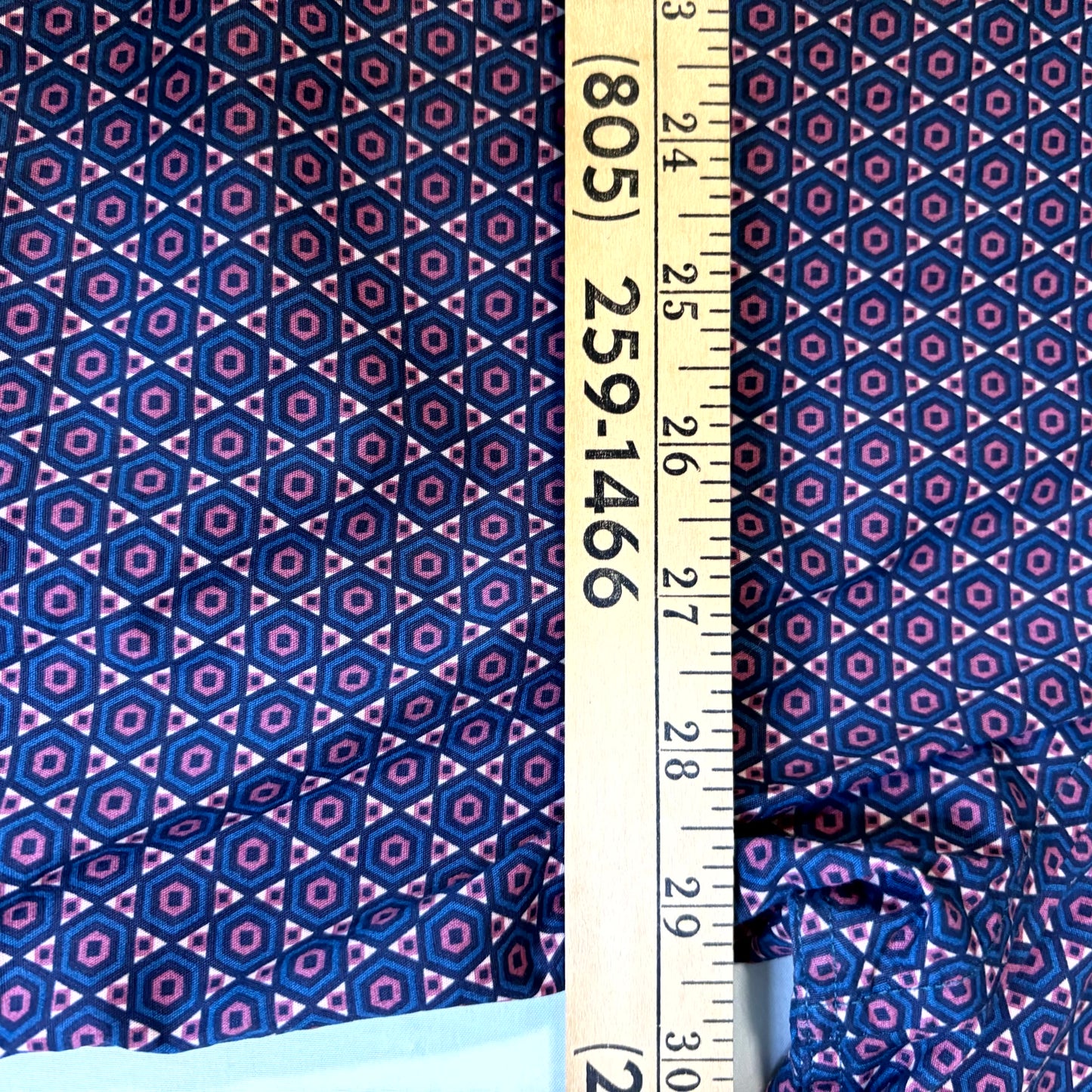 Johnny Bigg Men's Dress Shirt Geometric Pattern Blue Pink Long Sleeve Size 4XL