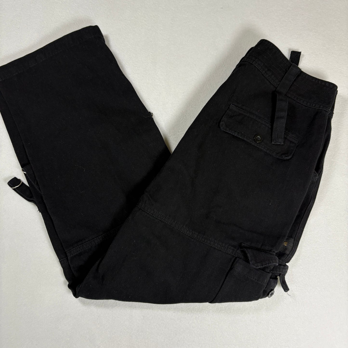 Womens Black Cargo Pants Size L Y2K 90s Grunge Utility Goth Baggy Streetwear