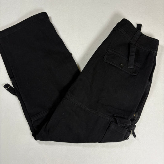 Womens Black Cargo Pants Size L Y2K 90s Grunge Utility Goth Baggy Streetwear