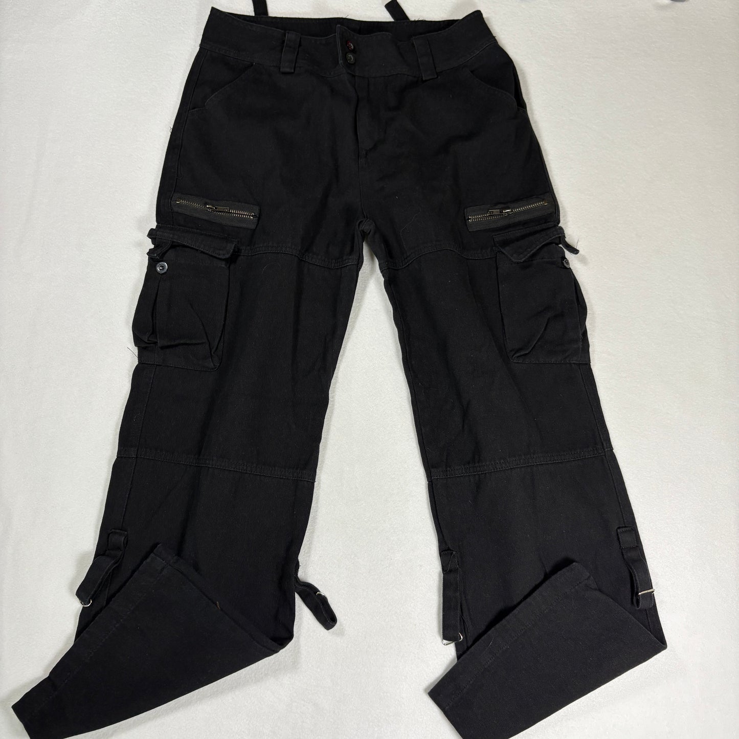Womens Black Cargo Pants Size L Y2K 90s Grunge Utility Goth Baggy Streetwear