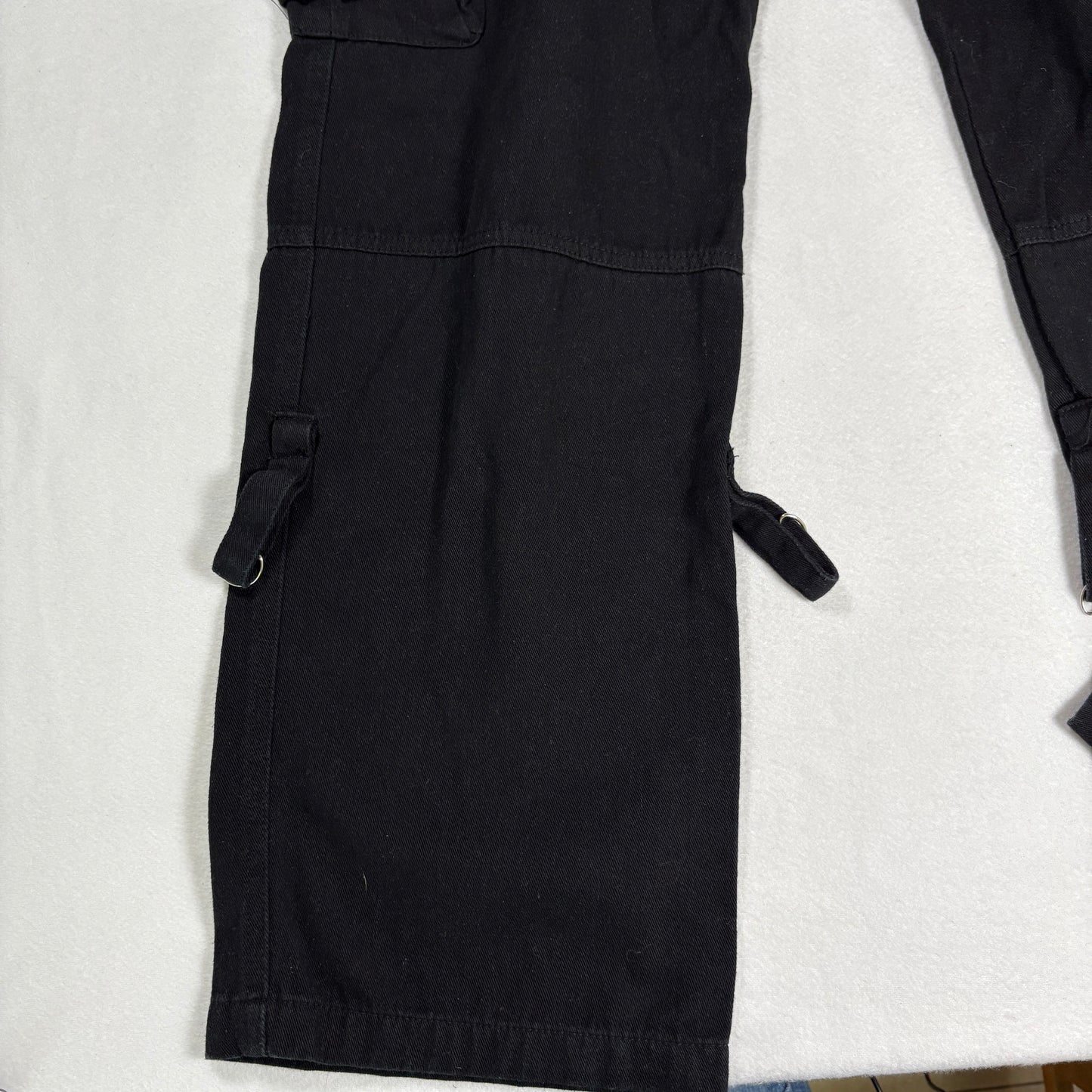 Womens Black Cargo Pants Size L Y2K 90s Grunge Utility Goth Baggy Streetwear