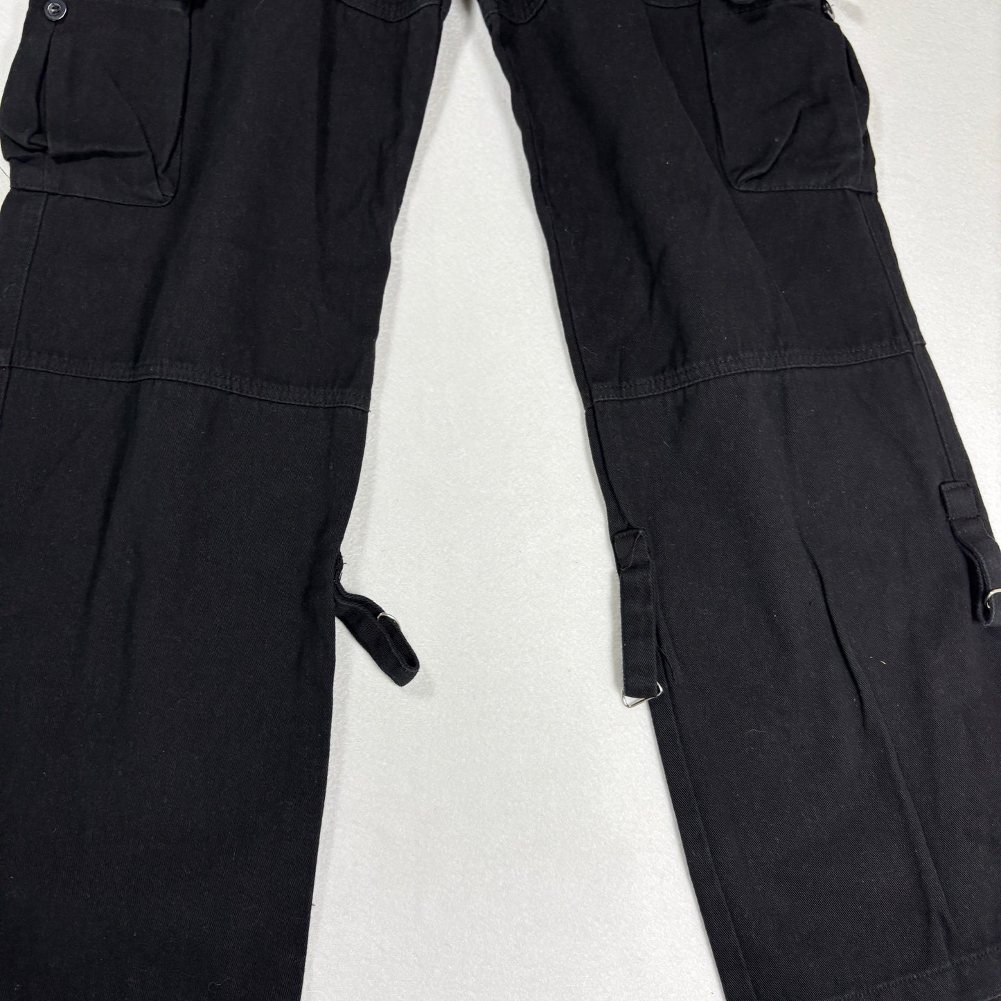 Womens Black Cargo Pants Size L Y2K 90s Grunge Utility Goth Baggy Streetwear
