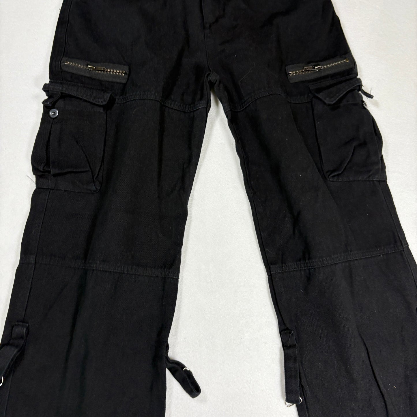 Womens Black Cargo Pants Size L Y2K 90s Grunge Utility Goth Baggy Streetwear