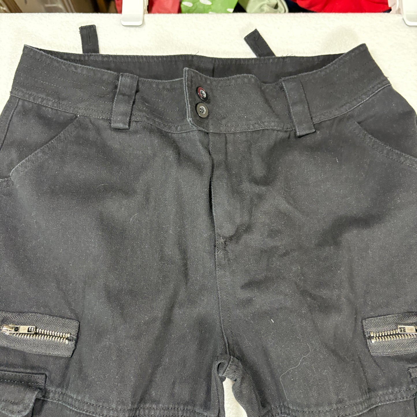 Womens Black Cargo Pants Size L Y2K 90s Grunge Utility Goth Baggy Streetwear