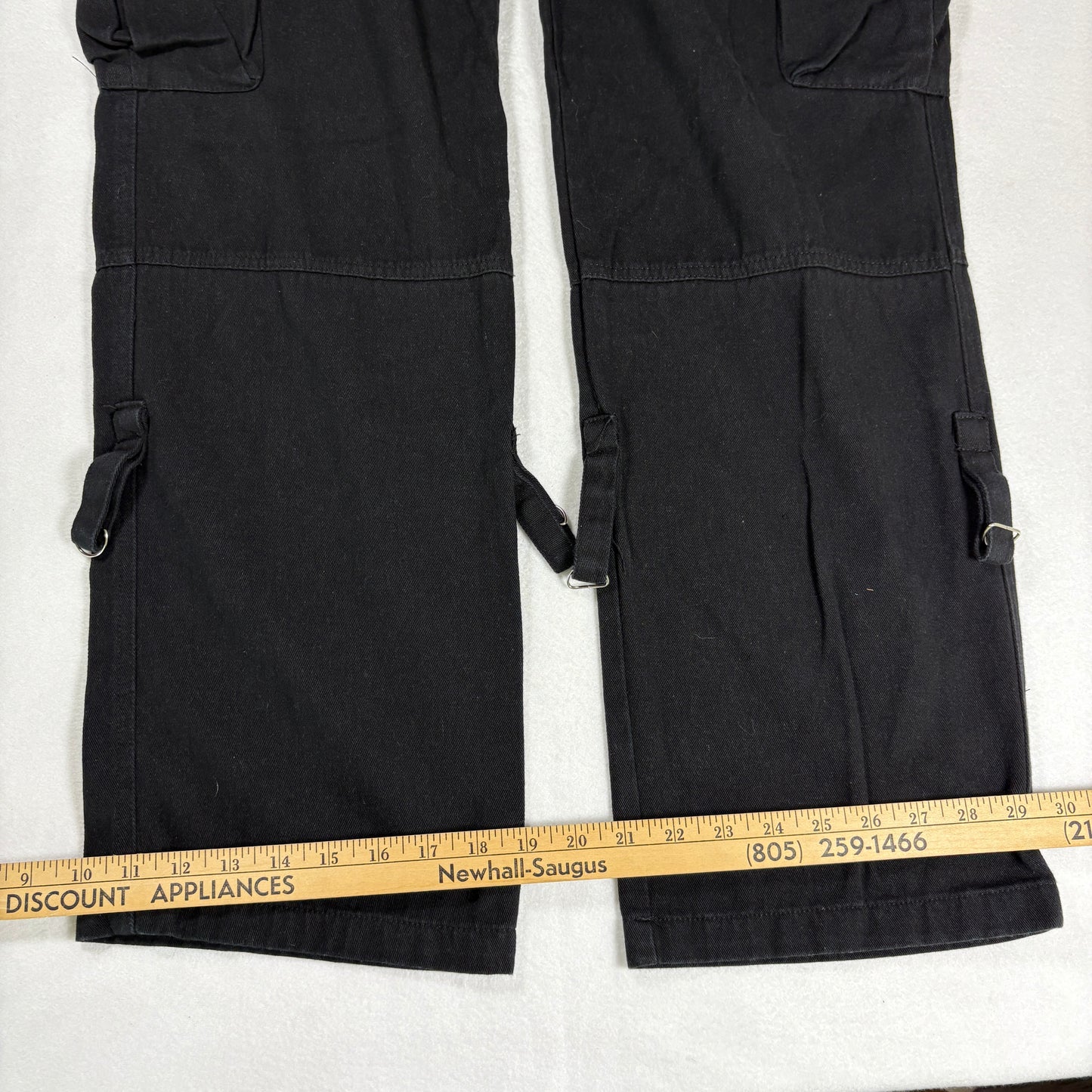 Womens Black Cargo Pants Size L Y2K 90s Grunge Utility Goth Baggy Streetwear