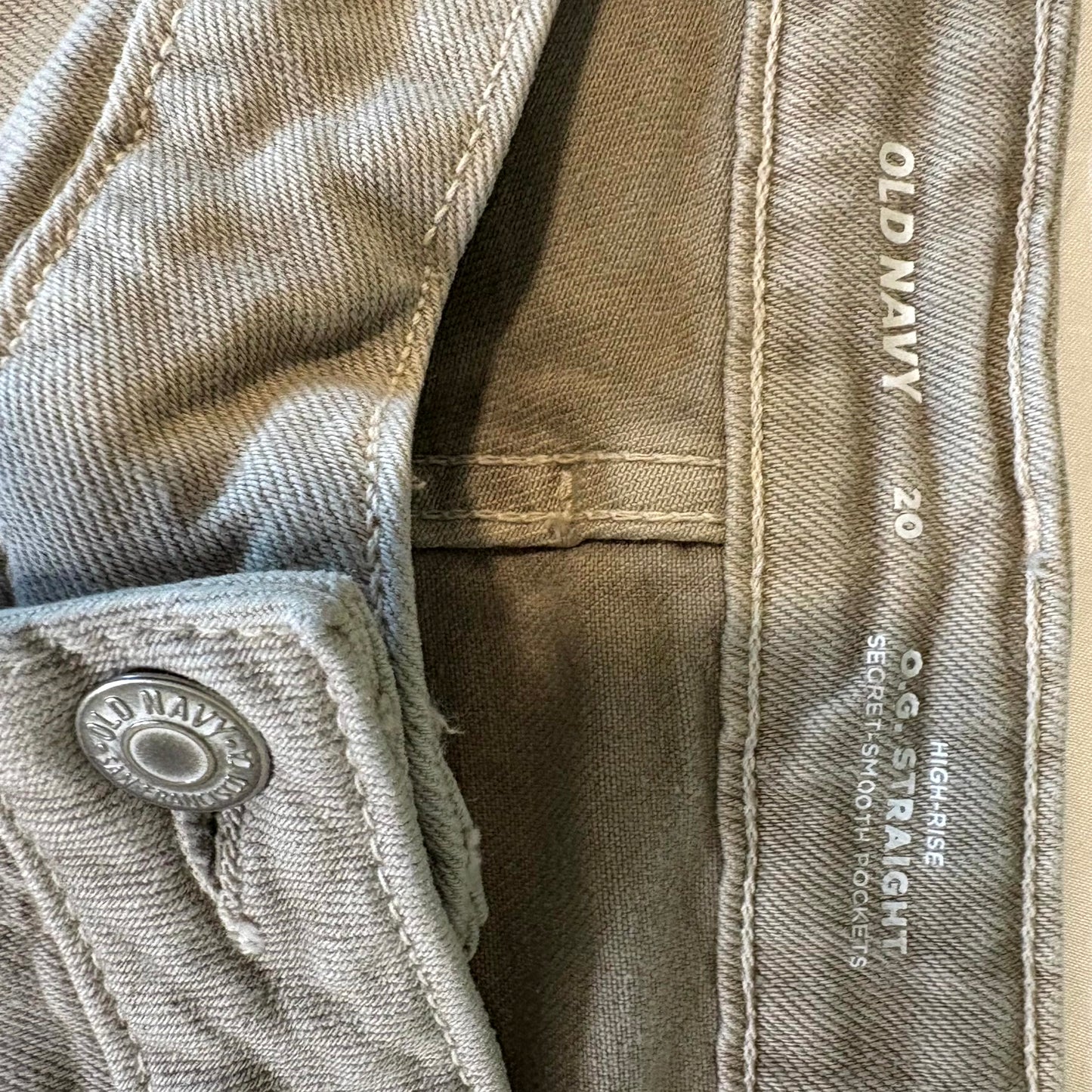 Old Navy OG Straight High-Rise Gray Jeans Women's 20 Secret-Smooth Pockets