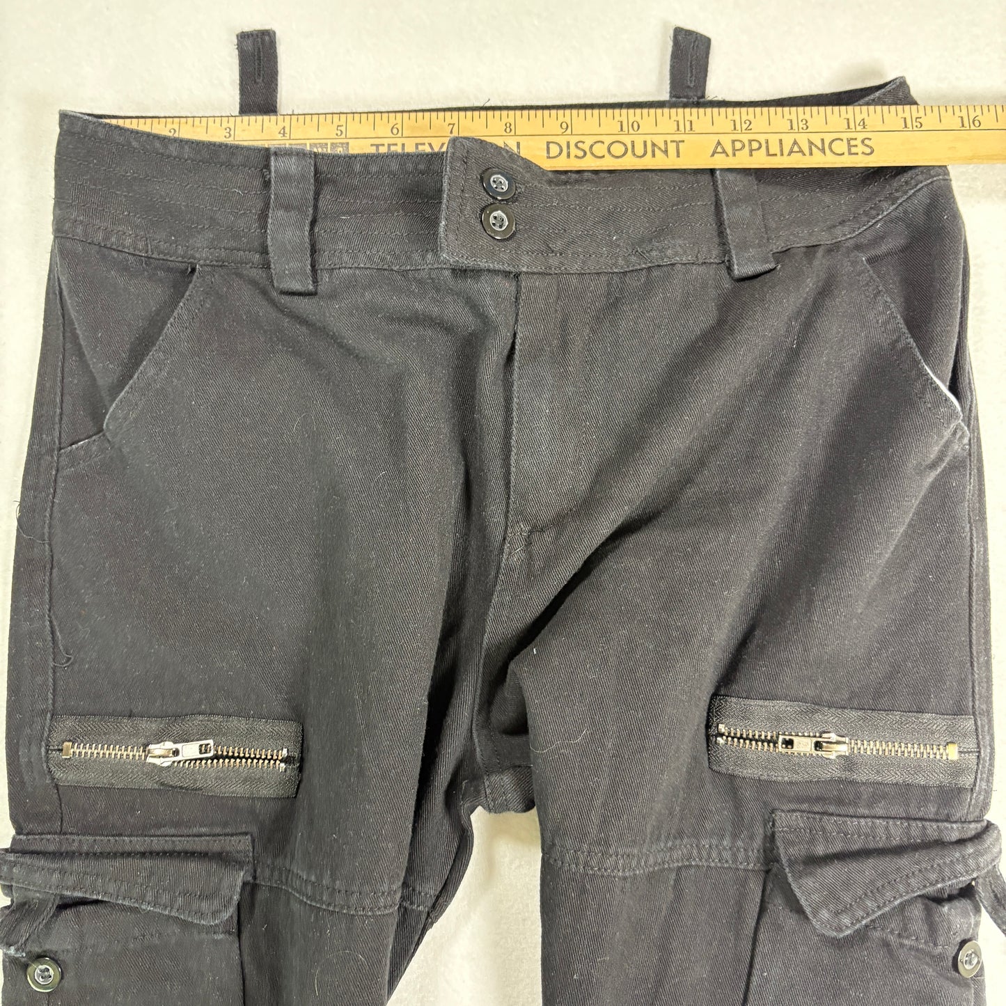 Womens Black Cargo Pants Size L Y2K 90s Grunge Utility Goth Baggy Streetwear