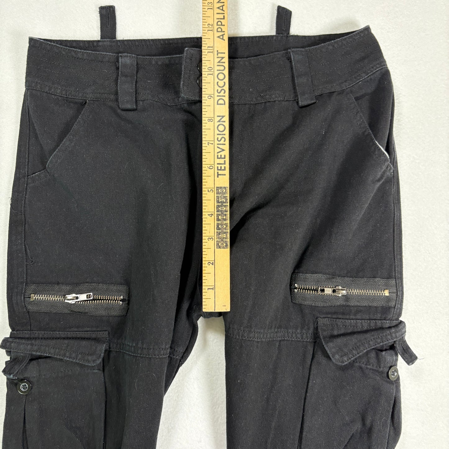 Womens Black Cargo Pants Size L Y2K 90s Grunge Utility Goth Baggy Streetwear