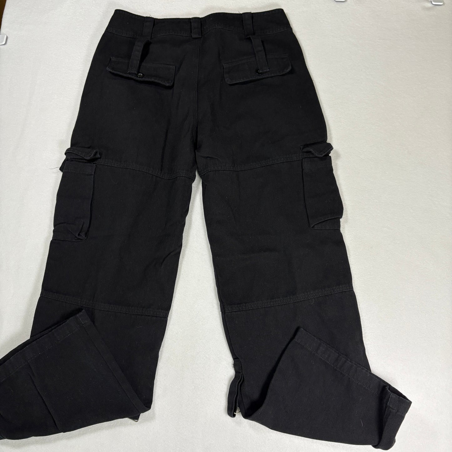 Womens Black Cargo Pants Size L Y2K 90s Grunge Utility Goth Baggy Streetwear