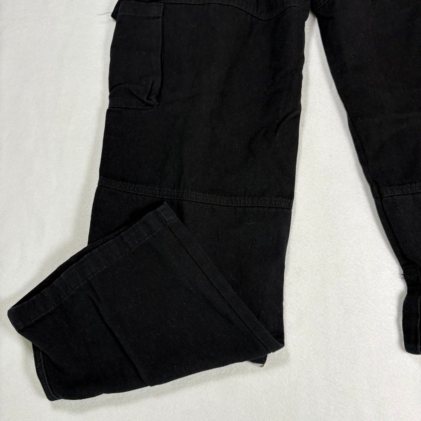 Womens Black Cargo Pants Size L Y2K 90s Grunge Utility Goth Baggy Streetwear