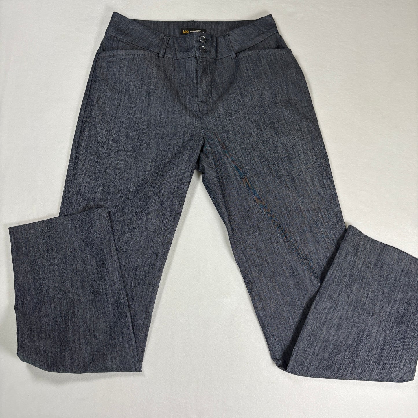 Lee Womens Straight Leg Jeans Size 6 Short Gray Mid Rise Stretch Secretly Shapes