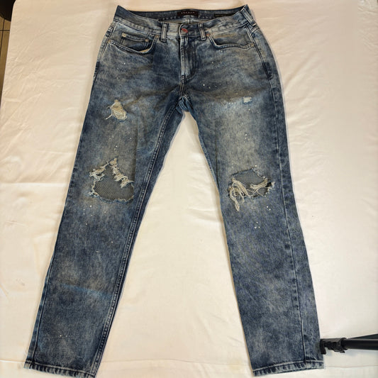 Pacsun Skinny Distressed Jeans Men 30x30 Blue Ripped Knees Faded Wash Denim