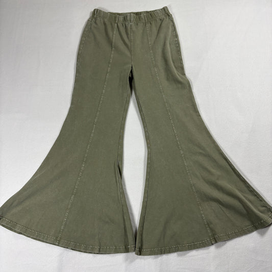 Gabi Pants Womens S Olive Flare Bell Bottom Vintage Retro Casual Wear Trendy Y2K