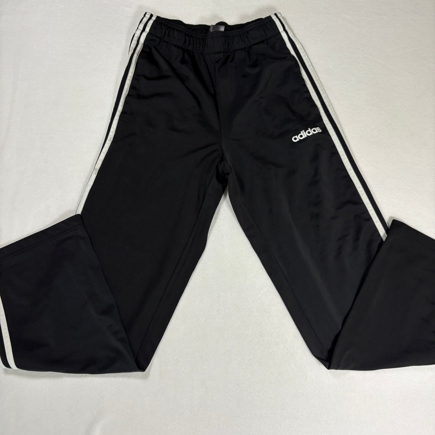 Adidas Womens Track Pants Small Black White 3 Stripe Athletic Joggers