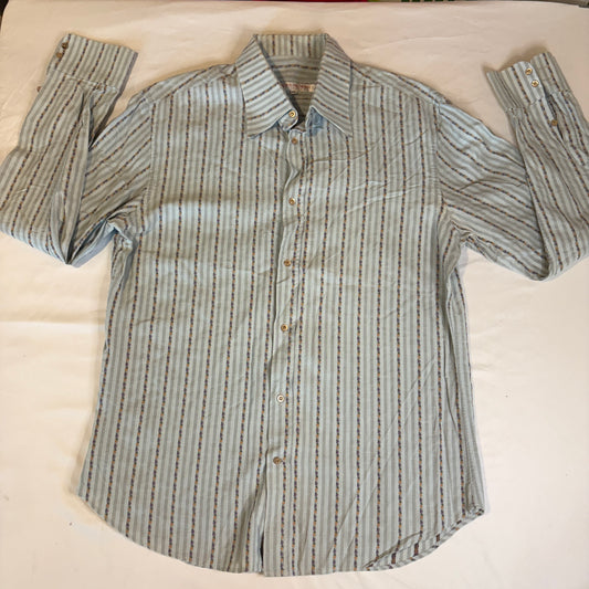 Andrea Palombini Collezioni Dress Shirt Men XXL Striped Floral Pattern Long Sleeve
