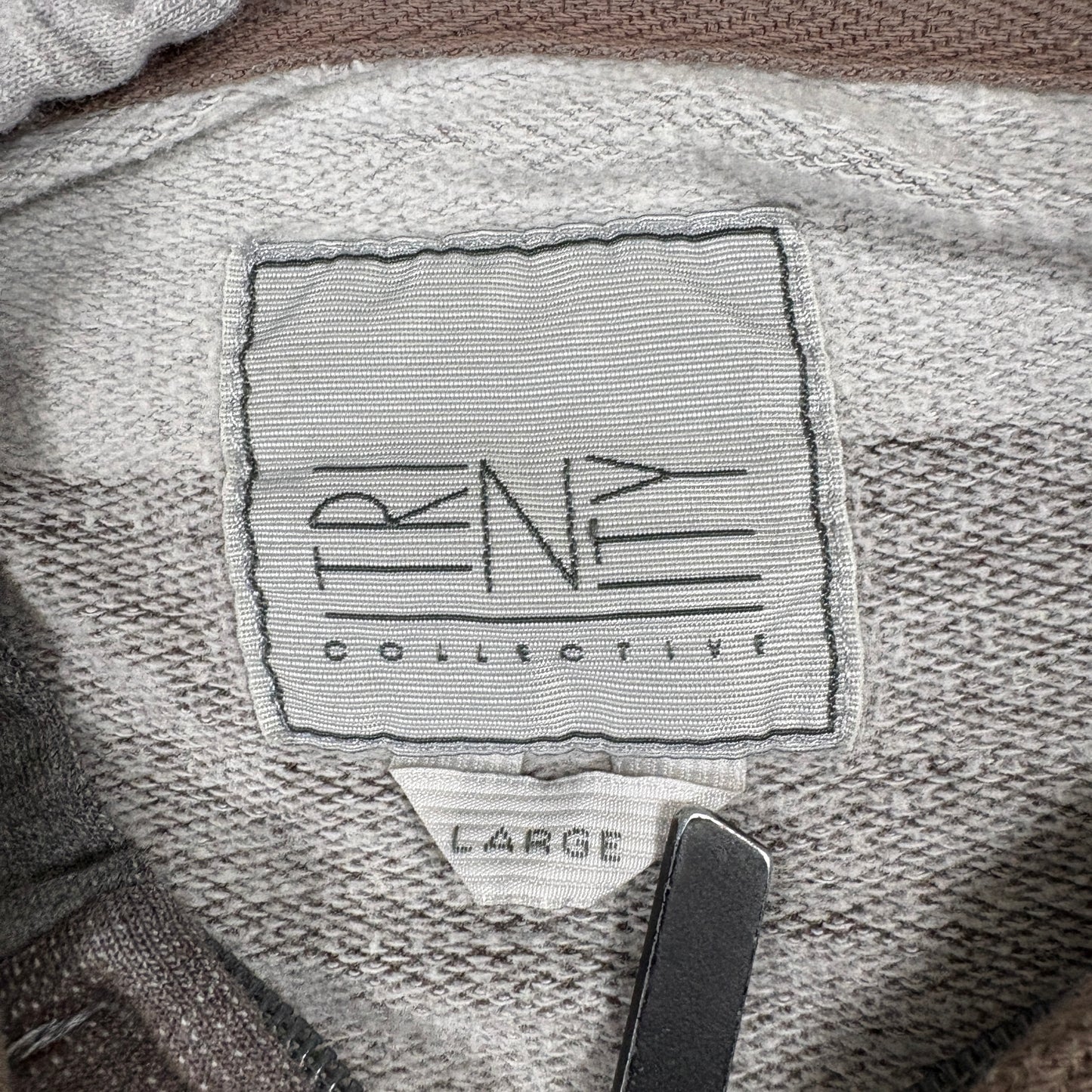 Trinity Collective Mens Large Brown Gray Stripe Zip Up Hoodie Casual Defects