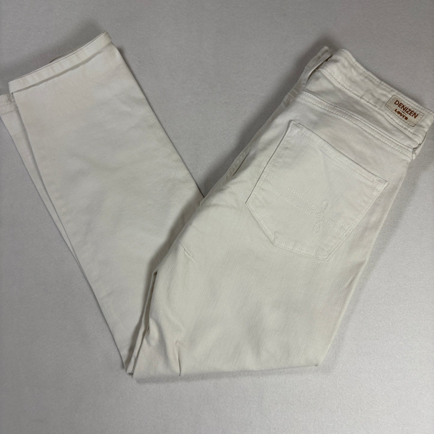 Levis Denizen Womens White Distressed Jeans Size 8 W29 Mid Rise Skinny Denim