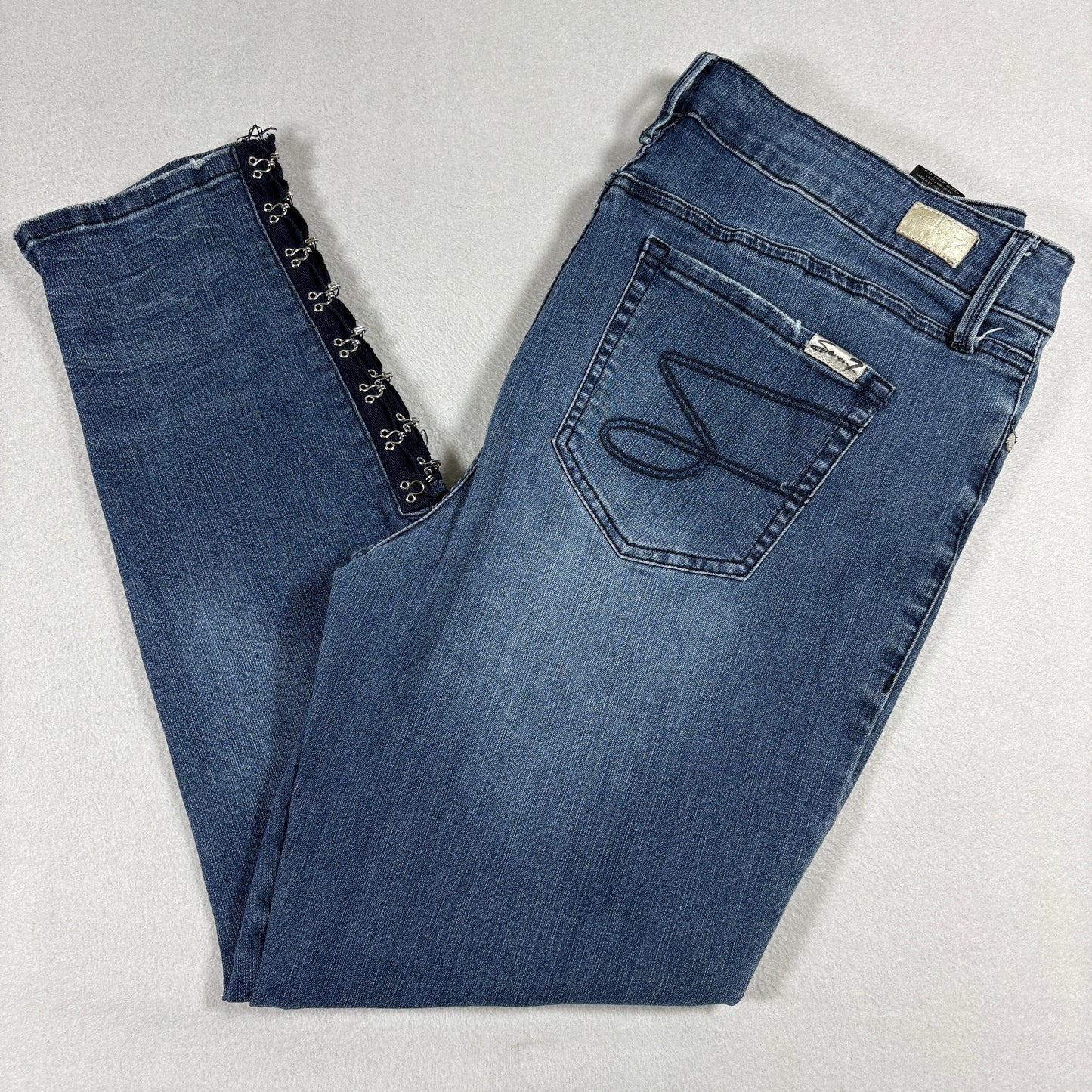 Seven7 Womens Jeans Size 16 Blue Stretch Bootcut Denim Mid Rise Casual Y2K Style