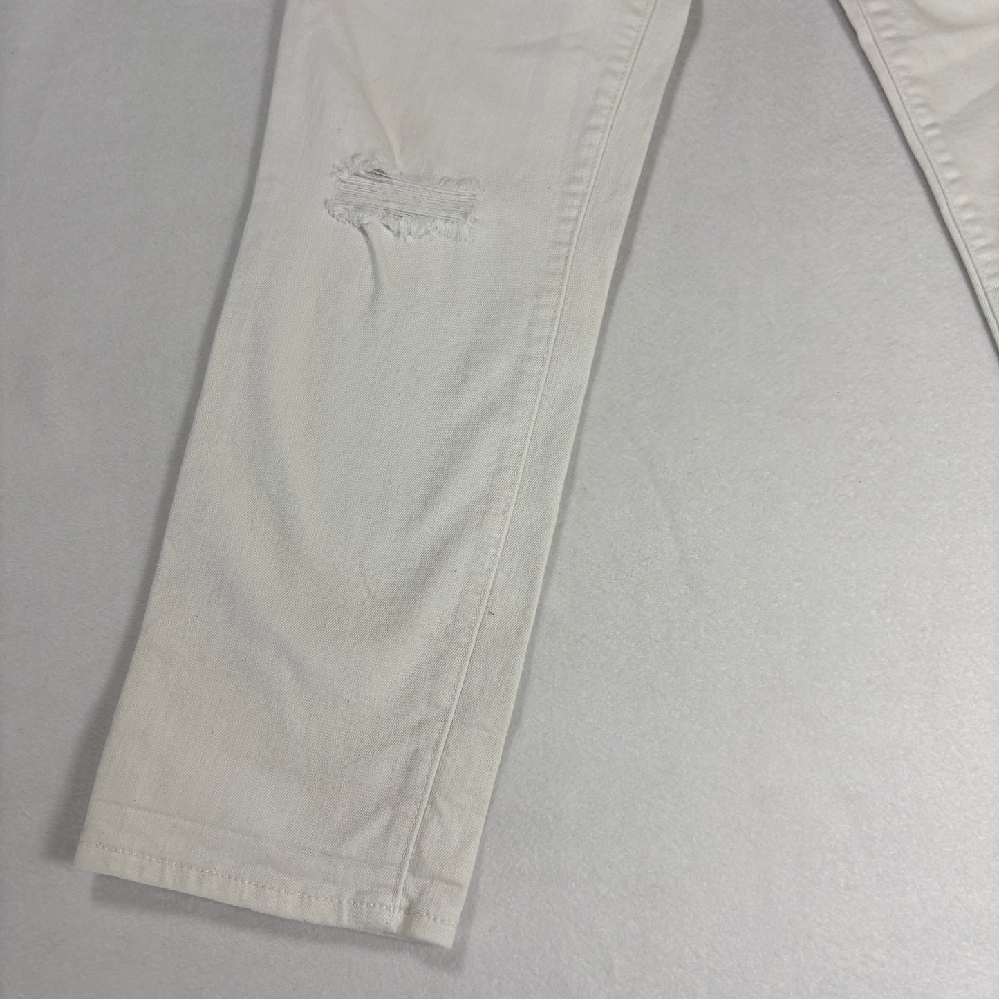 Levis Denizen Womens White Distressed Jeans Size 8 W29 Mid Rise Skinny Denim