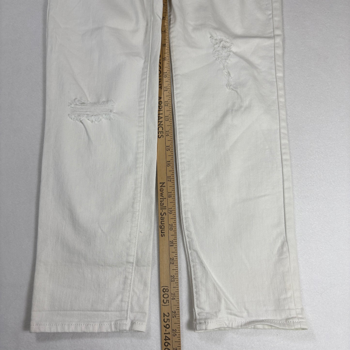 Levis Denizen Womens White Distressed Jeans Size 8 W29 Mid Rise Skinny Denim