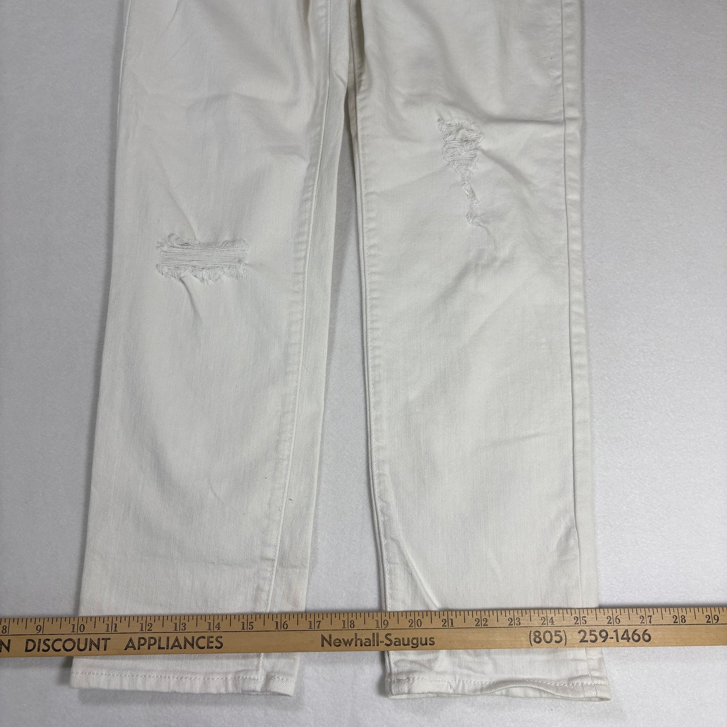 Levis Denizen Womens White Distressed Jeans Size 8 W29 Mid Rise Skinny Denim
