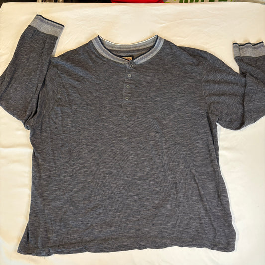 Hudson & Barrow Henley Shirt Men 3X Blue Long Sleeve Striped Collar Casual Top