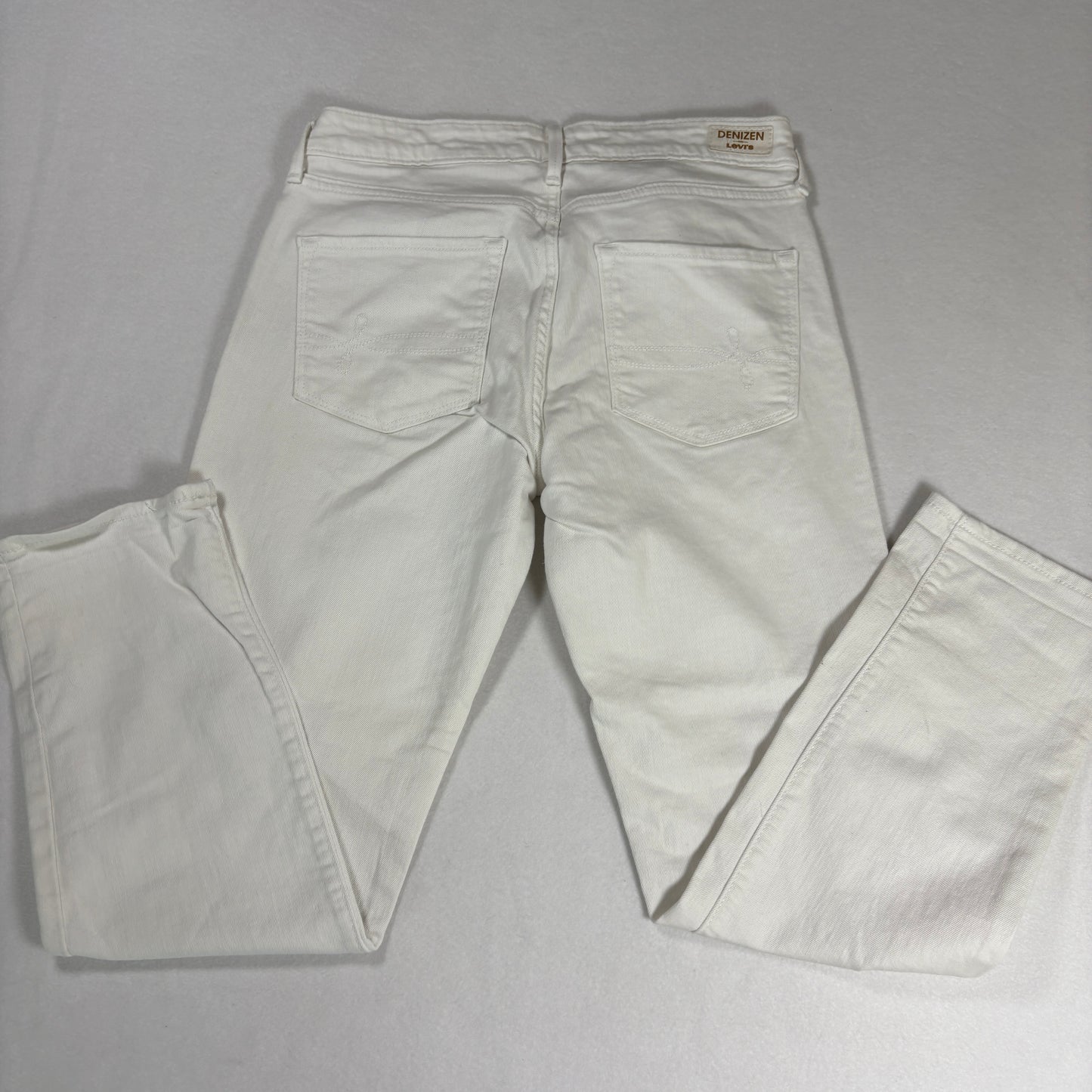 Levis Denizen Womens White Distressed Jeans Size 8 W29 Mid Rise Skinny Denim