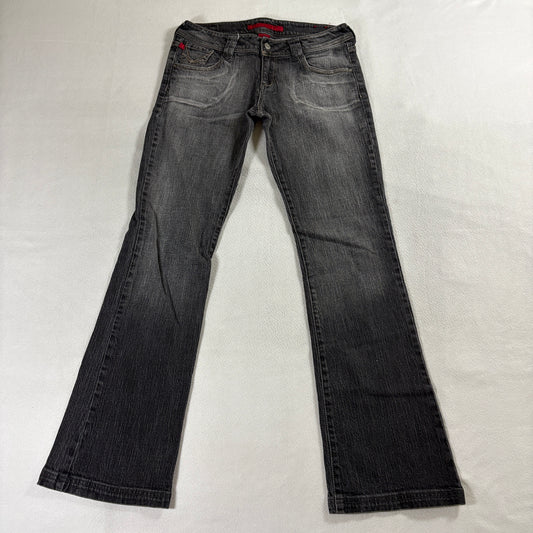 Y2K Flare Bootcut Jeans Gray Wash Low Rise Stretch Denim Fits Like 30X31