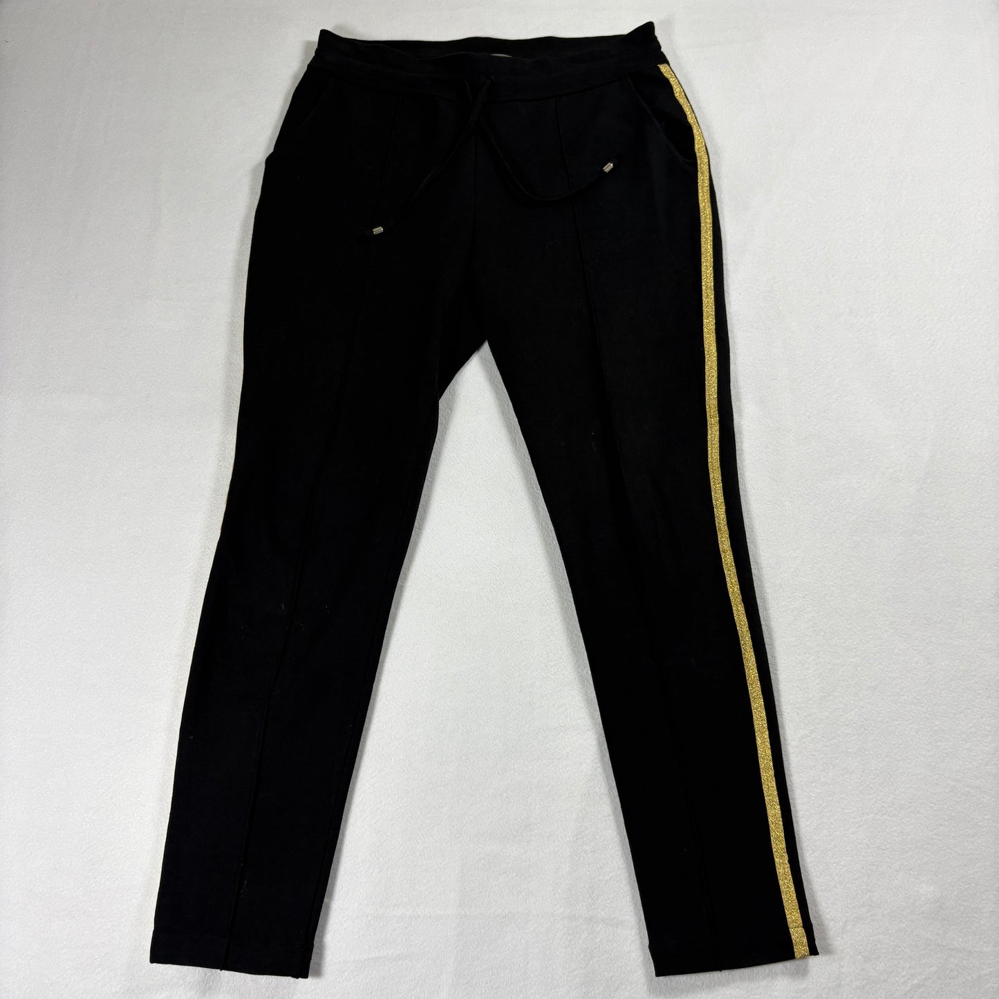 Madison Maison Pants Womens XS Black Gold Stripe Slim Streetwear Retro Y2K Fits!