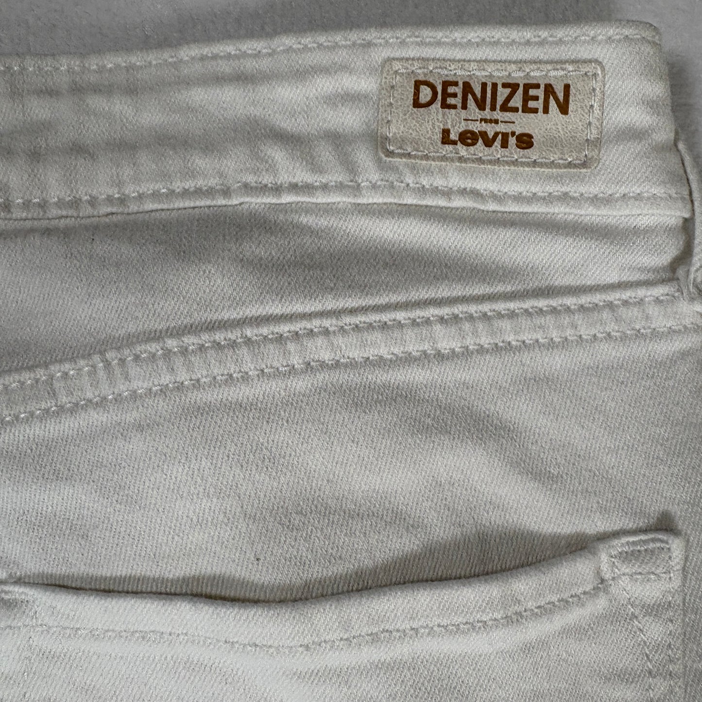 Levis Denizen Womens White Distressed Jeans Size 8 W29 Mid Rise Skinny Denim