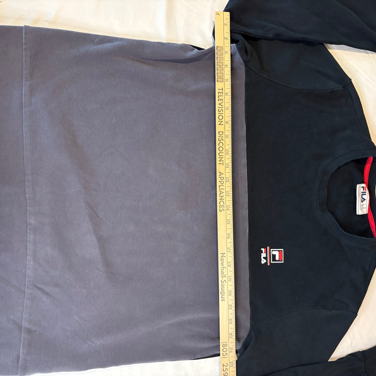 Fila Crewneck Sweatshirt Men’s 2XL Black Gray Colorblock Logo Pullover