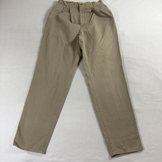 Pleated Khaki Pants High Rise Tapered Vintage USA Cotton Tag 10 Fits Like 27X31