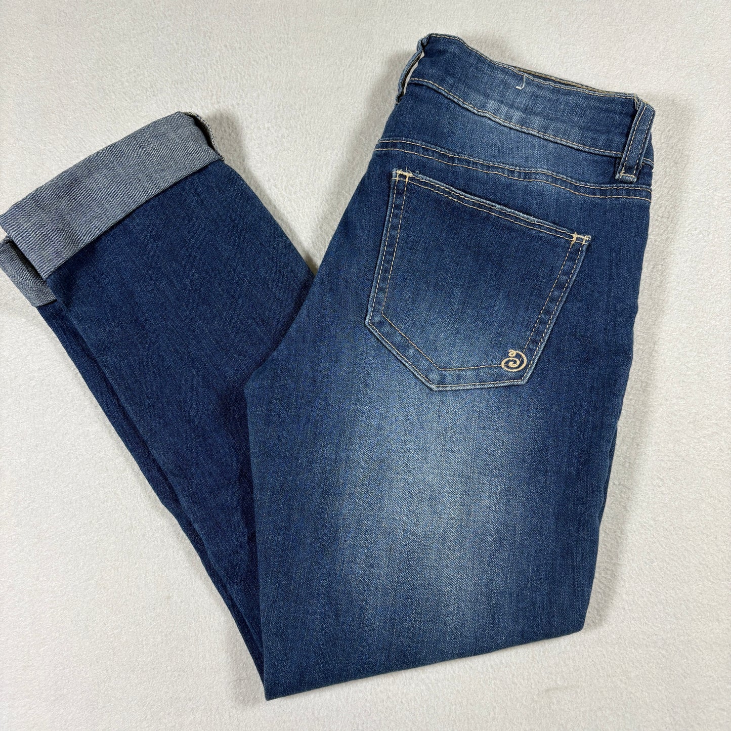 Indigo Rein Womens Jeans Size 1 Blue Distressed Crop Cuffed Stretch Denim Y2K