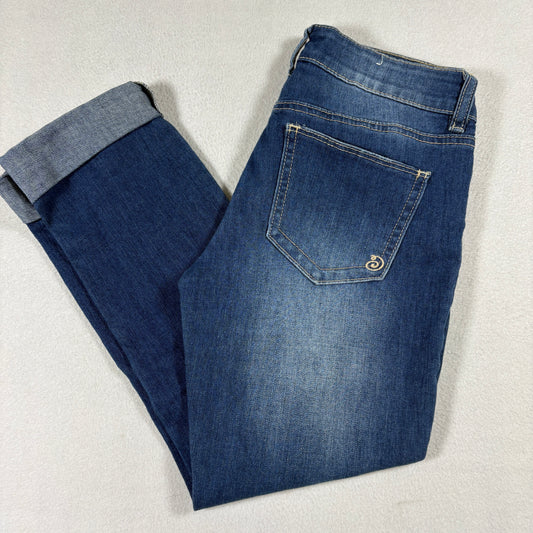 Indigo Rein Womens Jeans Size 1 Blue Distressed Crop Cuffed Stretch Denim Y2K