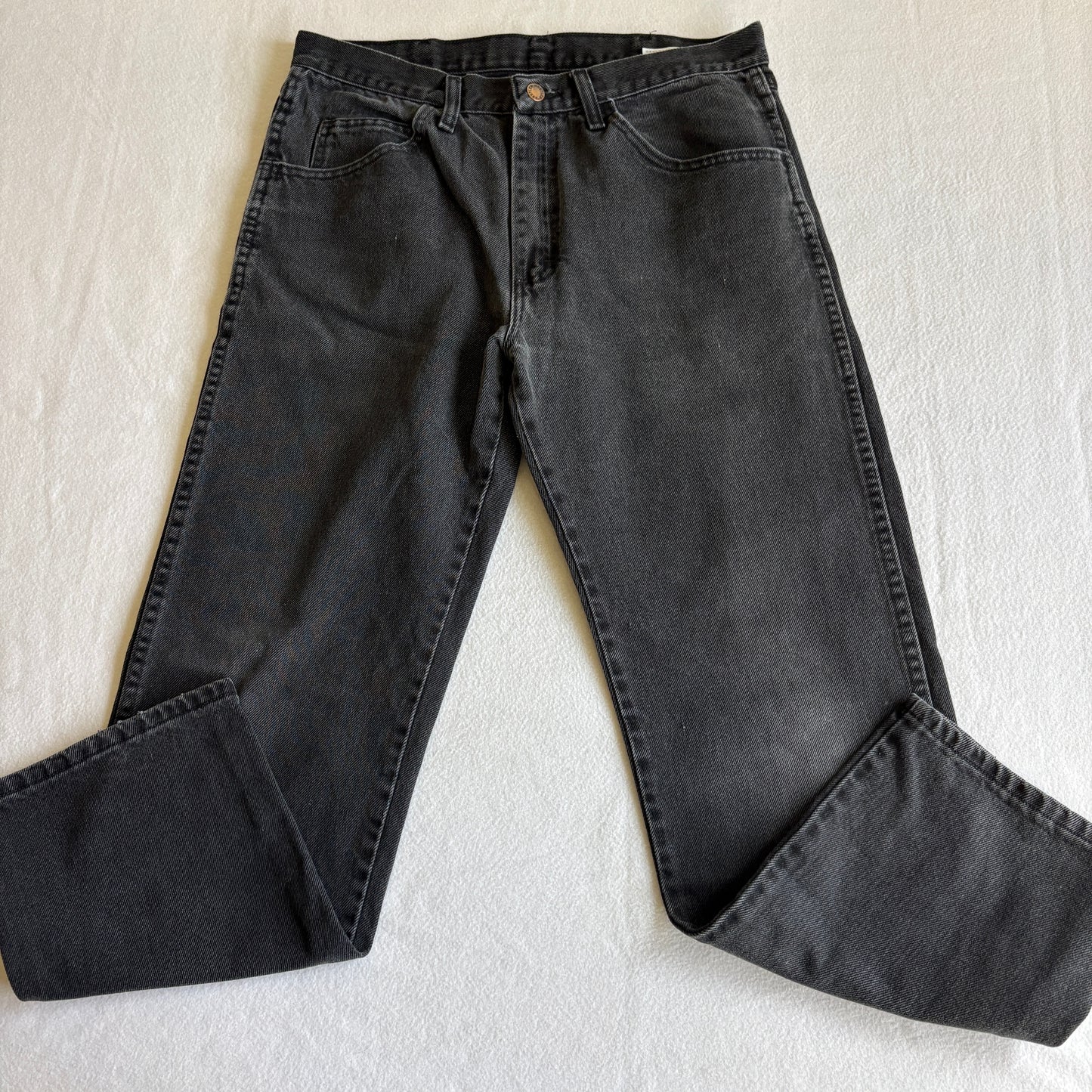 Rustler Mens 33x30 Relaxed Fit Black Denim Jeans Straight Leg Classic