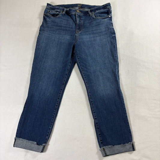 High Rise Straight Leg Jeans Raw Hem Crop Stretch Denim Tag 10 Fits Like 36X26