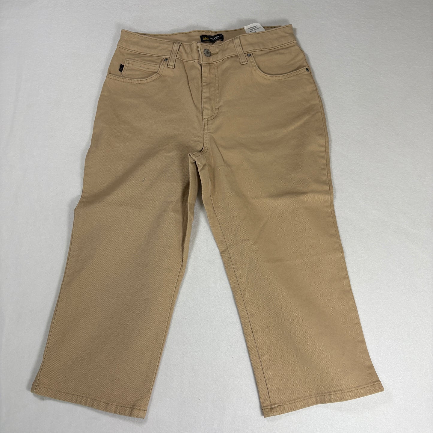 Lee Womens Relaxed Fit Jeans 8M Mid Rise Stretch Khaki Beige Denim Casual