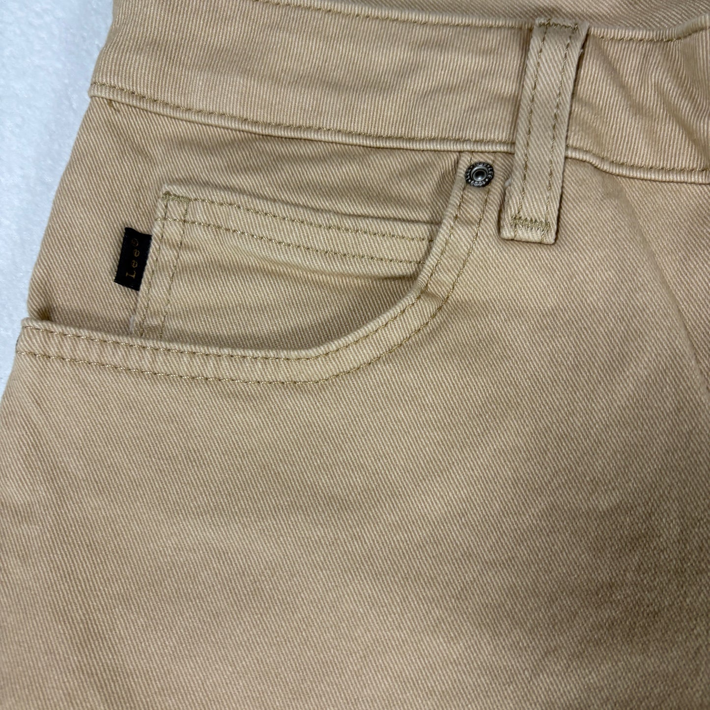 Lee Womens Relaxed Fit Jeans 8M Mid Rise Stretch Khaki Beige Denim Casual