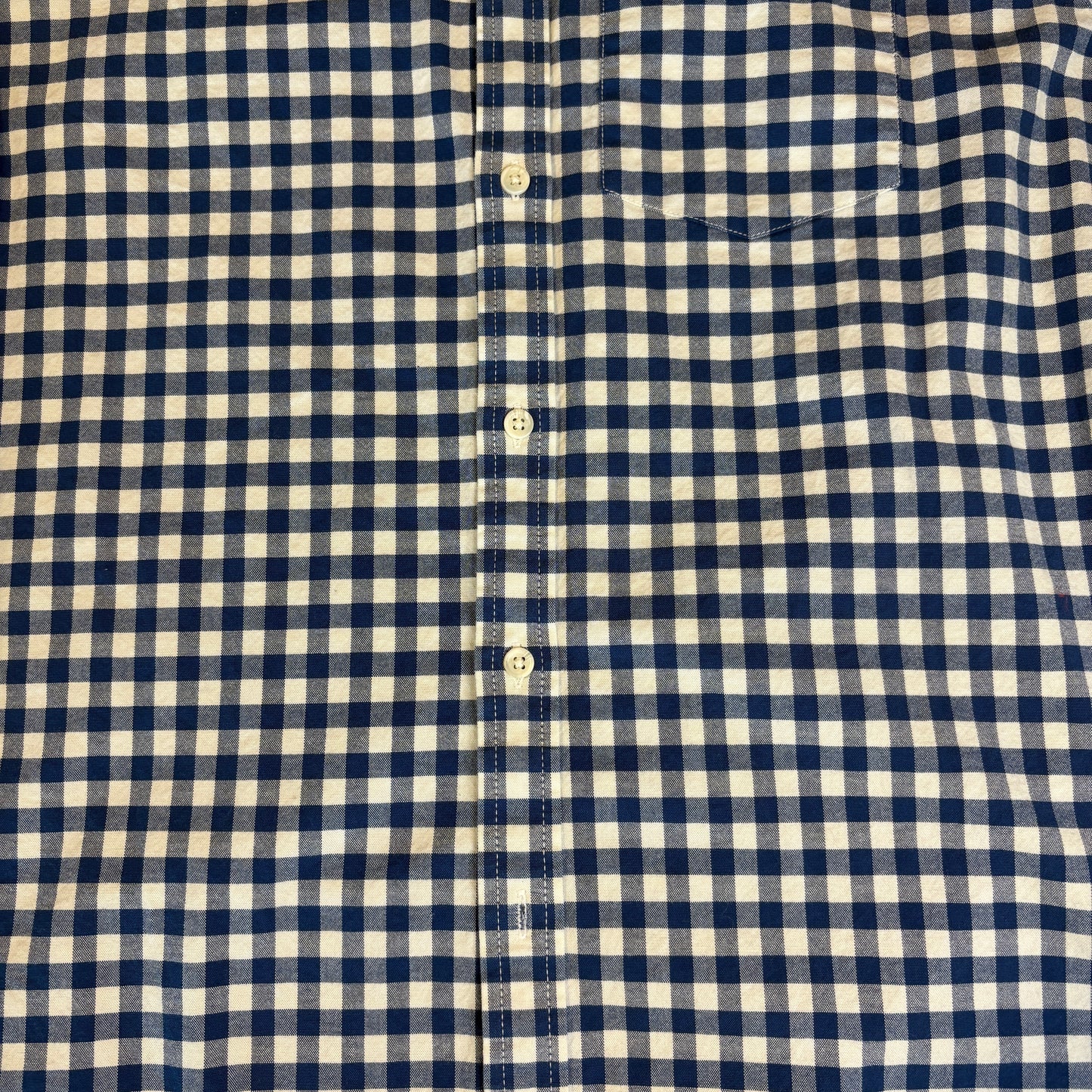 Old Navy Men’s Oxford Shirt Large Blue White Gingham Check Slim Fit Stretch