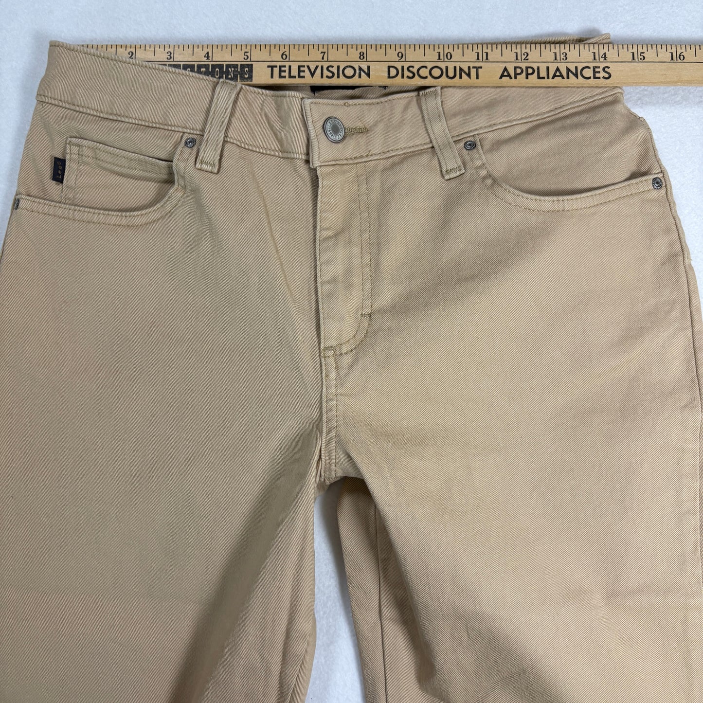 Lee Womens Relaxed Fit Jeans 8M Mid Rise Stretch Khaki Beige Denim Casual