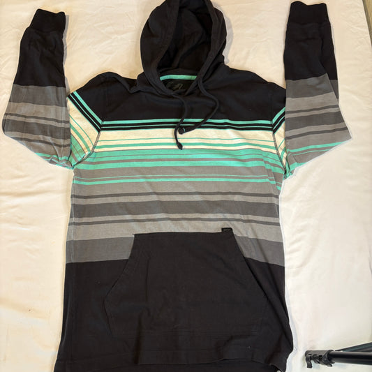 Amplify Hoodie Sweatshirt Striped Black Gray Green Pocket Men’s Size M Medium